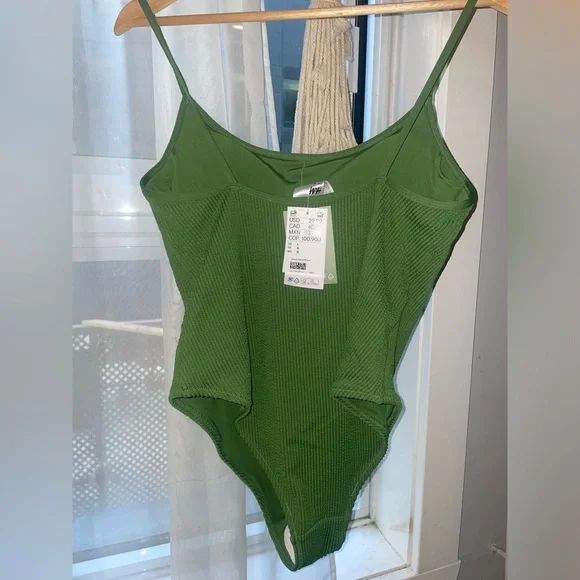 H&M Green Ribbed One-Piece Swimsuit - Picture 2 of 5